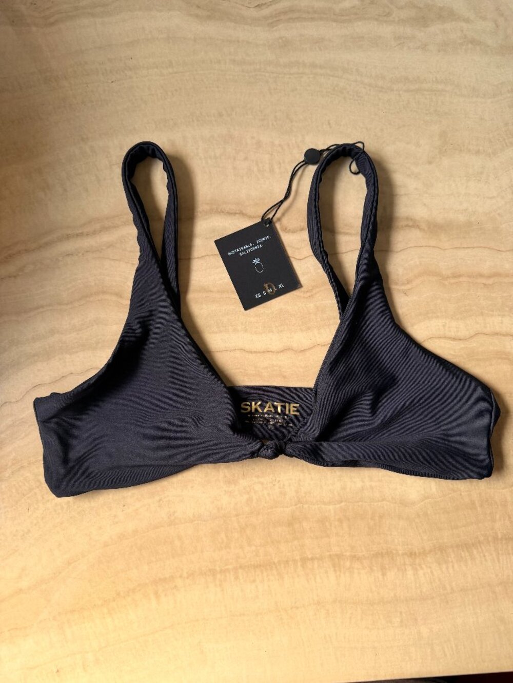 NWT Skatie Penny Bikini Top Black Medium M